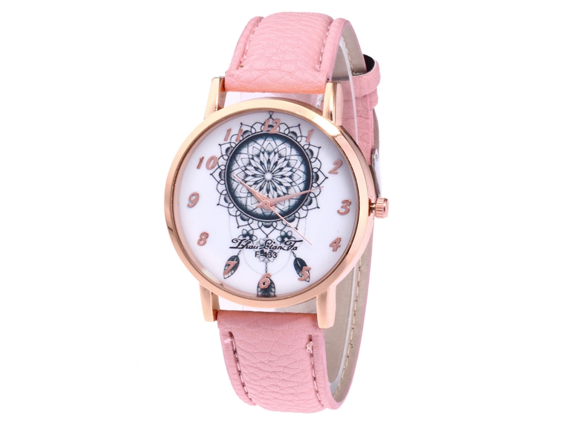 Relógio de Quartzo com Pulseira de Couro Estilo Simples Fashion para Jovens (rosa)