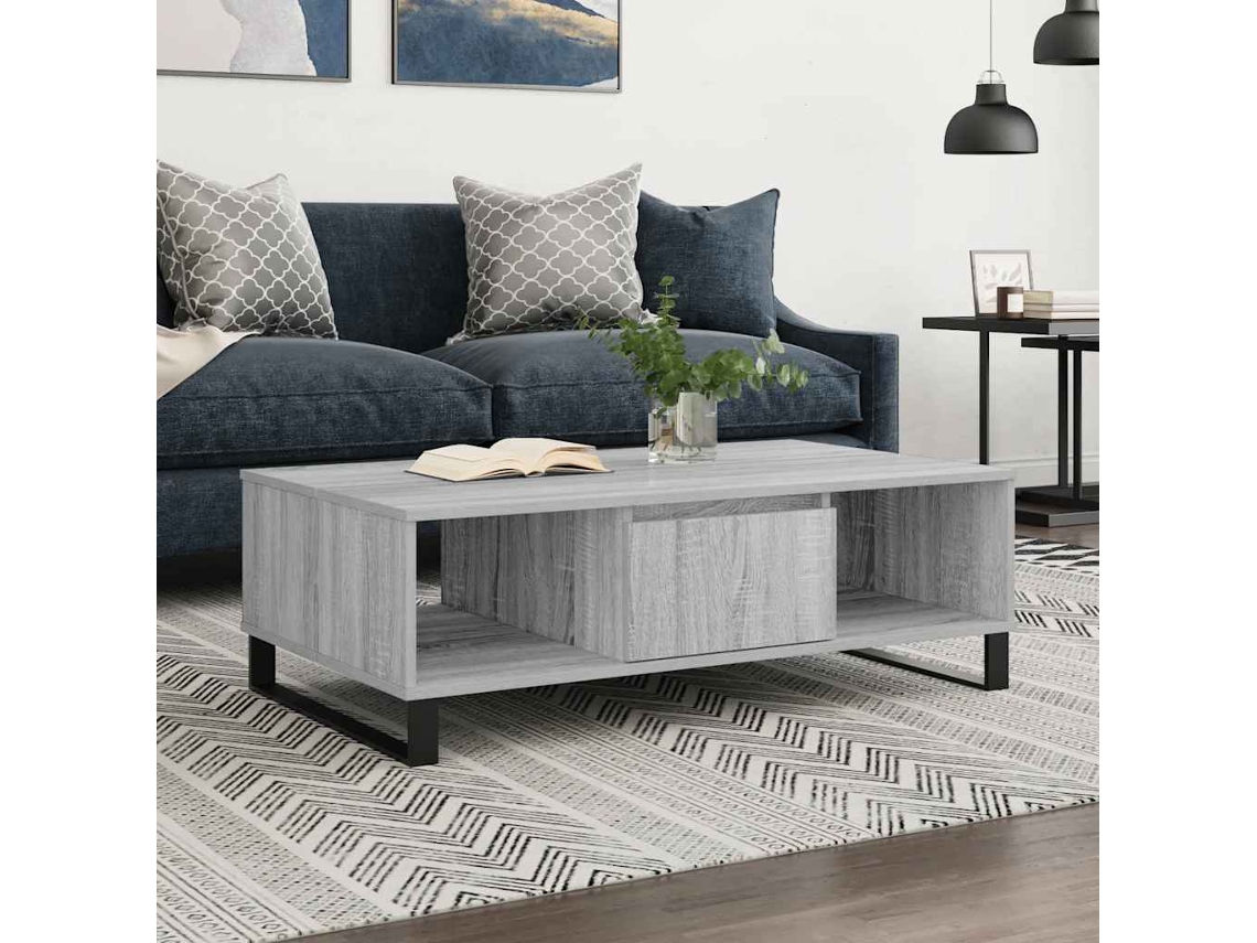 Vidaxl Mesa De Centro 104x60x35 Cm Derivados Madeira Cinzento Sonoma