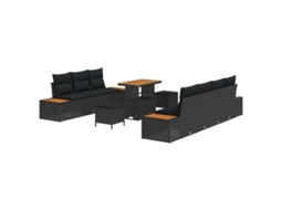 Maison Exclusive - Conjunto De Sofá De Jardim 10 Pcs Preto Rattan Sintético