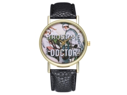 Reloj De Pulsera Unisex De Cuarzo Con Correa Pu Dial Redondo Doctor Negro Zhoulianfa