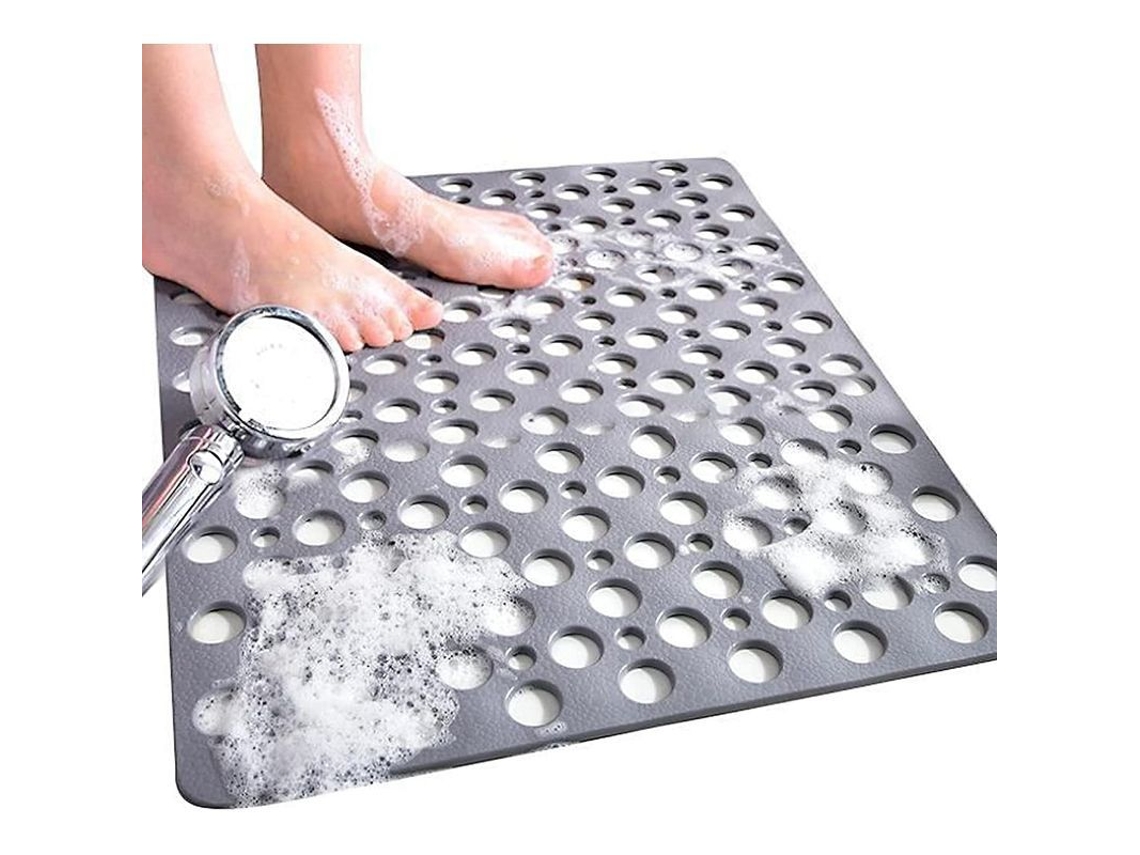 2026 tapete de Ducha Cuadrado Antideslizante Antimoho, 53x53 Cm de Caucho, Gris