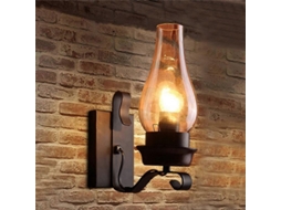 Luminária de parede retrô industrial BRILVIBERA com acabamento em polia para quarto, varanda e corredor.