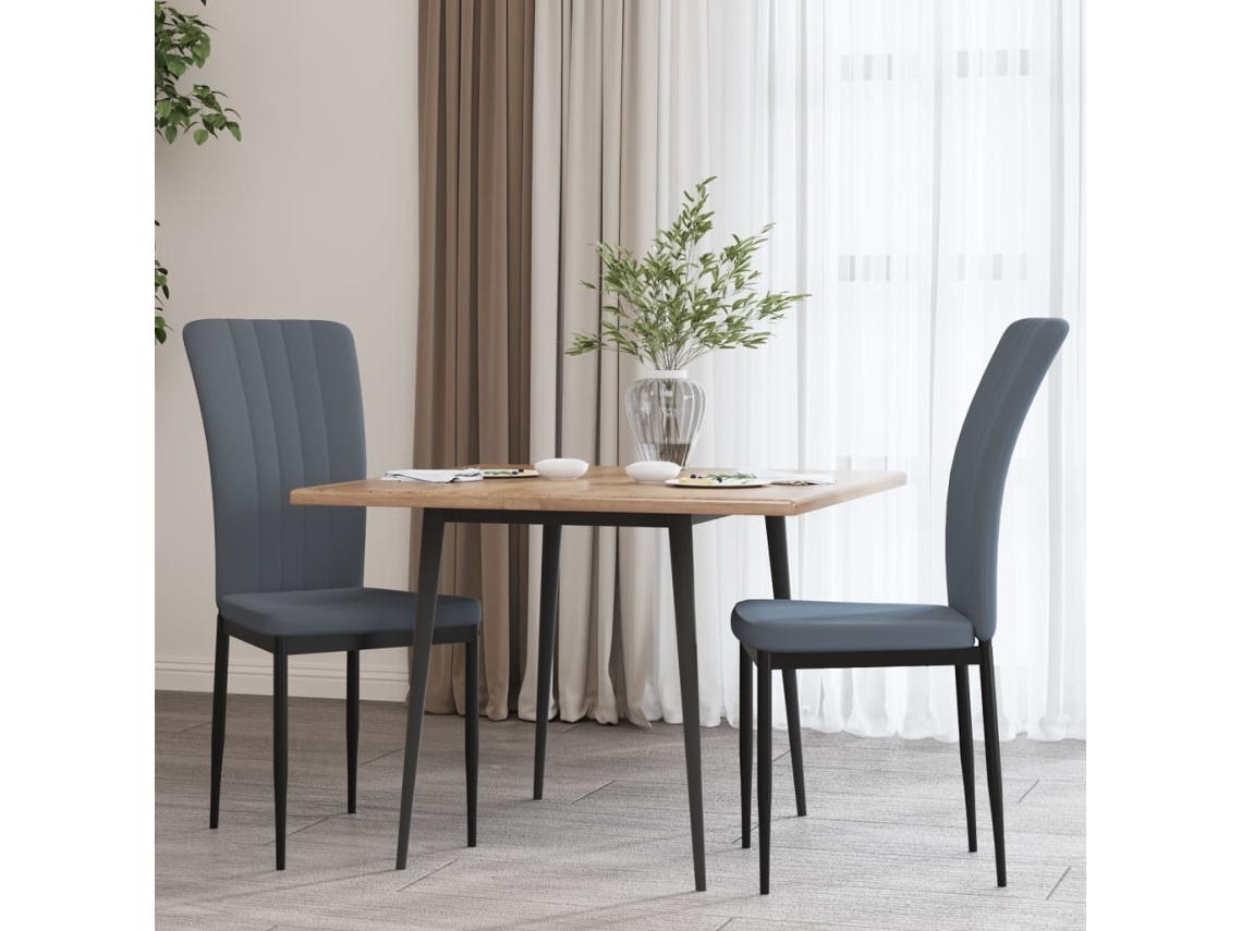 Vidaxl Cadeiras De Jantar 2 Pcs Veludo Cinzento-escuro