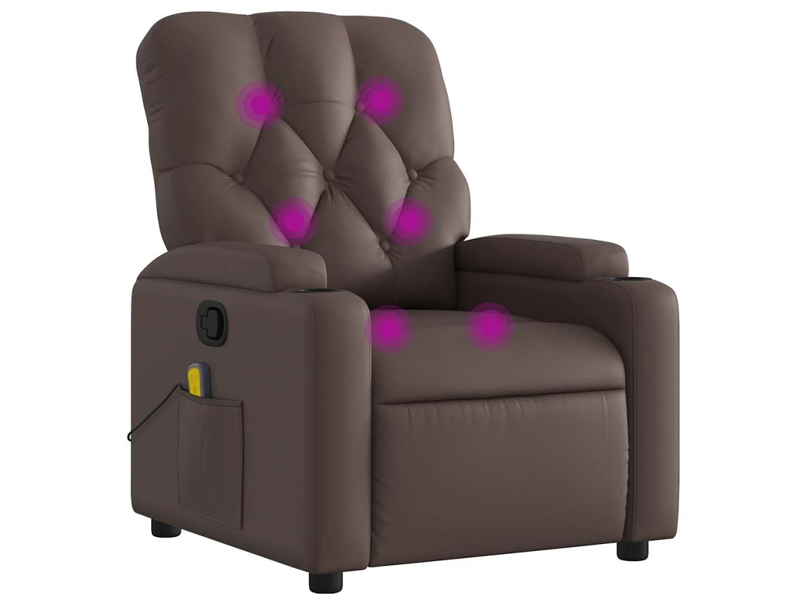 Poltrona de Massagem reclinável VIDAXL Marrom Couro Artificial
