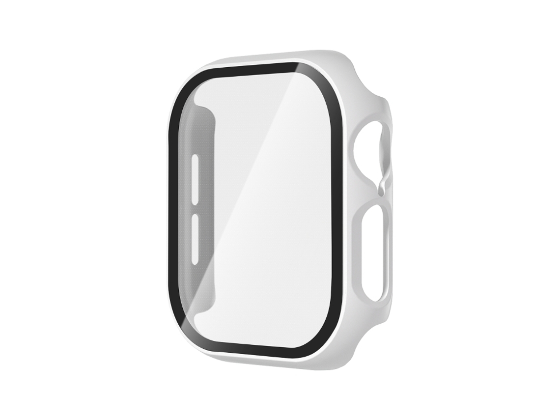 Película De Vidro Temperado Para Apple Watch Series 11 De 46 Mm Com Capa Integrada Em Policarbonato Branca