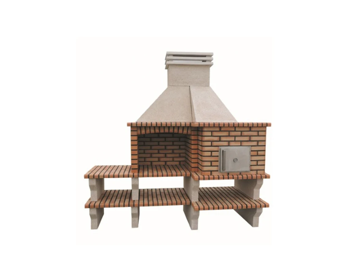 Churrasqueira ARTICIMENTOS Bbq Oven - com Bancada, Produzida Em Tijolo e Cimento Refratário, com Forno Em Barro - 242x90x240cm