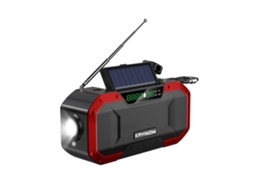 Rádio de emergência com gerador manual solar (cinza)