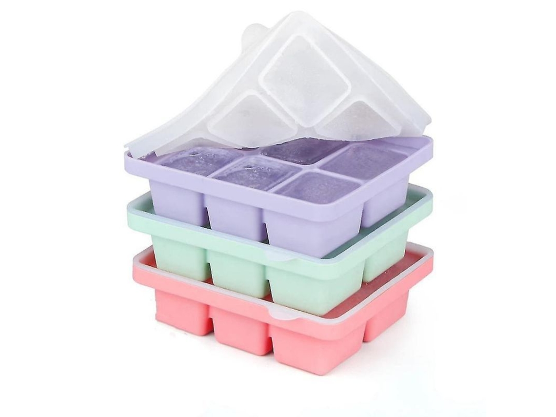 Forma de Gelo de Silicone com Tampa 3 Pacotes 18 Cubos Nova Line Flexível Empilhável