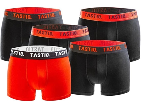 Cuecas boxer masculinas Tastiq Tastic, pacote com 5 unidades, pretas e vermelhas