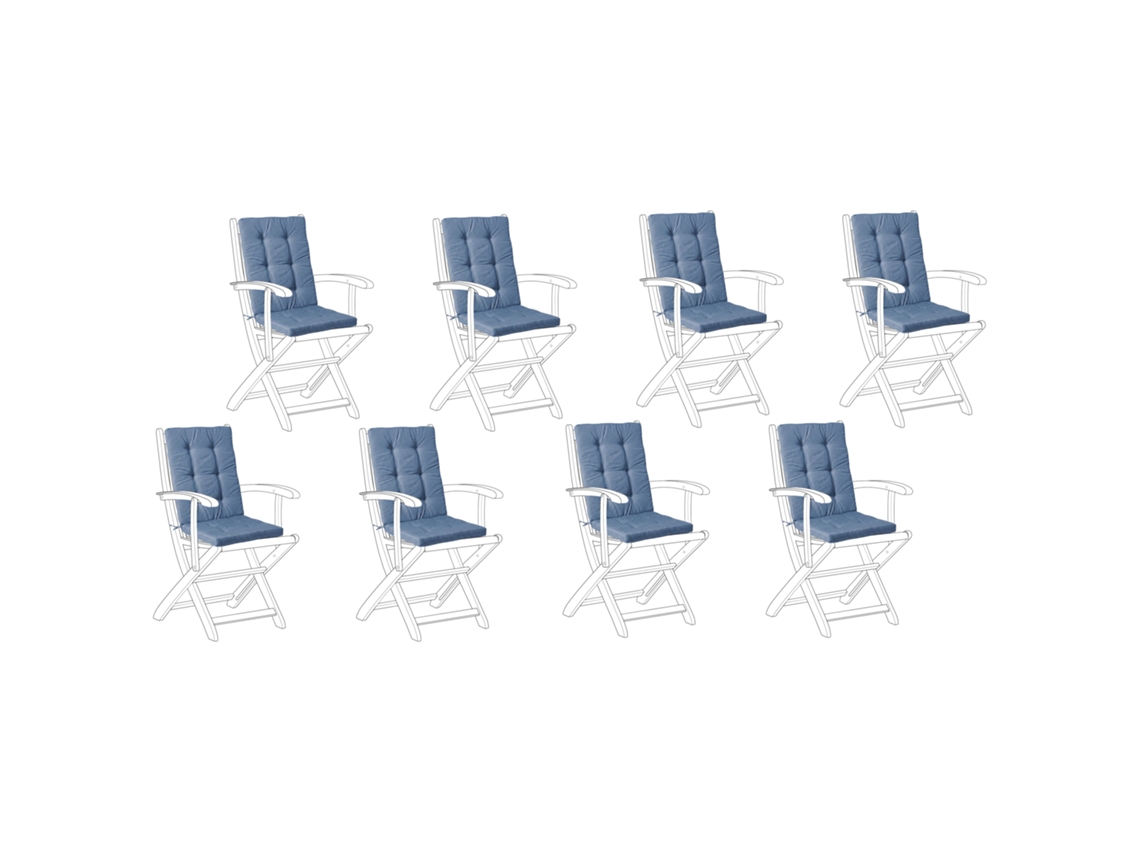Conjunto De 8 Cojines De Jardín Beliani Maui Premium De Poliéster Azul 42x95x5