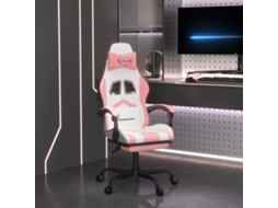 Vidaxl Cadeira Gaming Com Apoio P/ Pés Couro Artificial Branco E Rosa