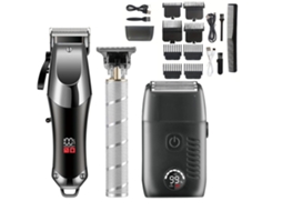 Conjunto de 3 Peças de Máquina Cortar Cabelo Recarregavel HENTEN HOME Ideal para Uso Doméstico Prata