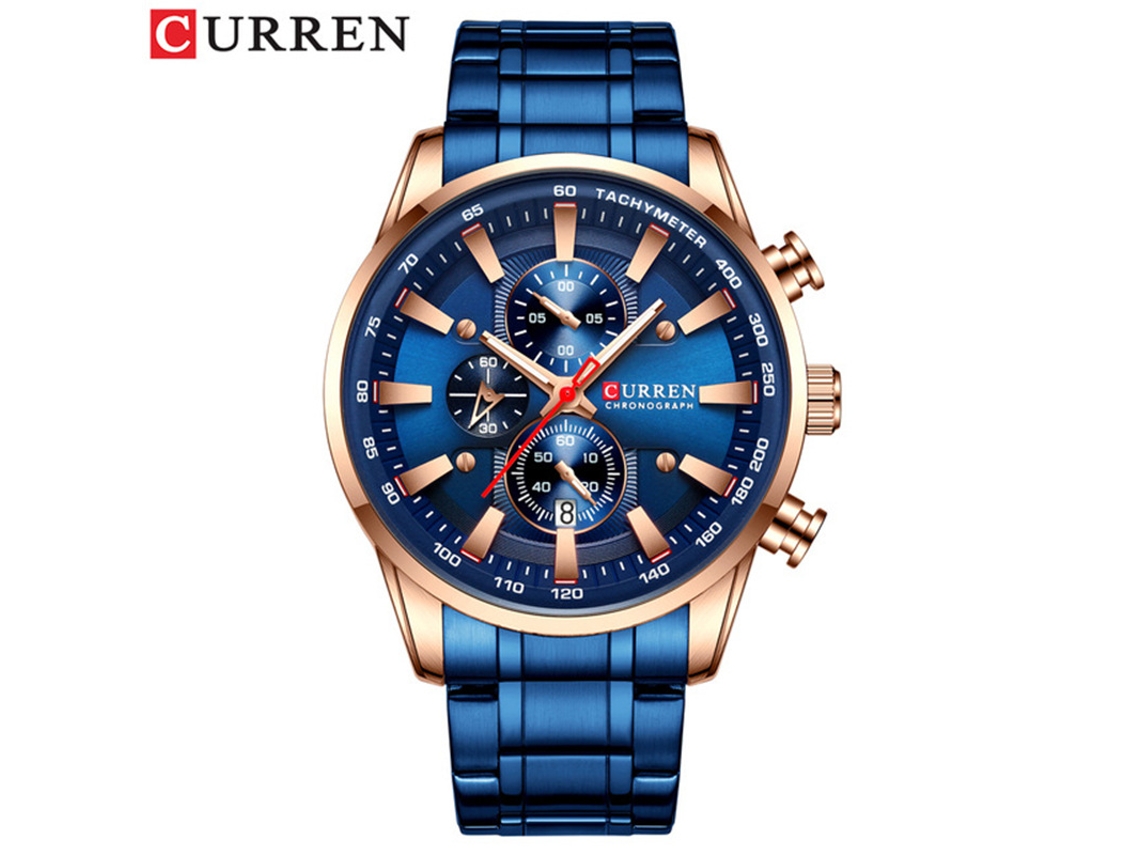 Relógio Masculino Moderno À Prova D'água com Seis Ponteiros, Multifuncional, Elegante Pulseira de Aço Inoxidável. MDUG (azul)