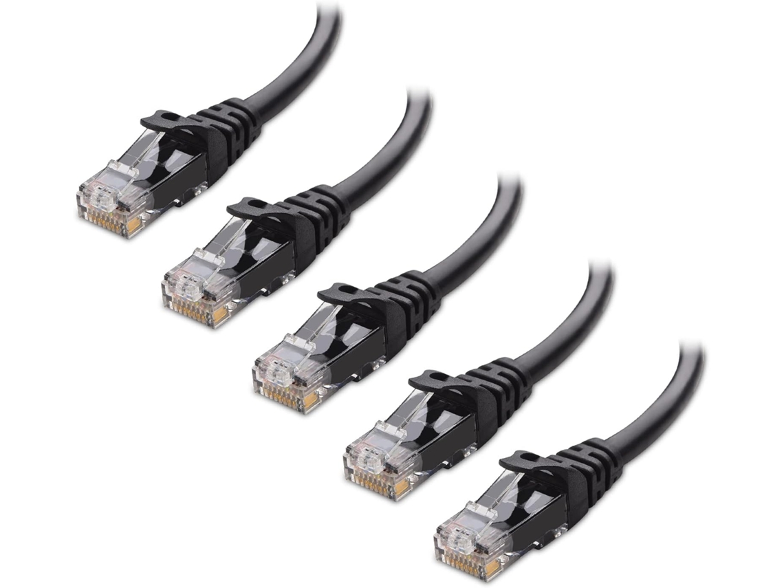 Pacote Com 5 Cabos Ethernet Cat6 Curtos De 10 Gbps Sem Trava Preto Aquaforge (cabo Cat6, Cabo Cat 6)