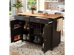 Isla De Cocina, Aparador, Carrito De Comedor Com Vetas De Madera, Buffet, Mesa De Comedor Multifuncional Com Espaço De Almacenamiento Zkaka