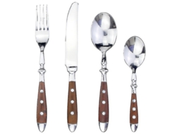 Set de Cubiertos de Acero Inoxidable Con Mango de Resina Clásico Y Elegante Utensilios para Hogar Restaurante Regalo 3152 Marrom