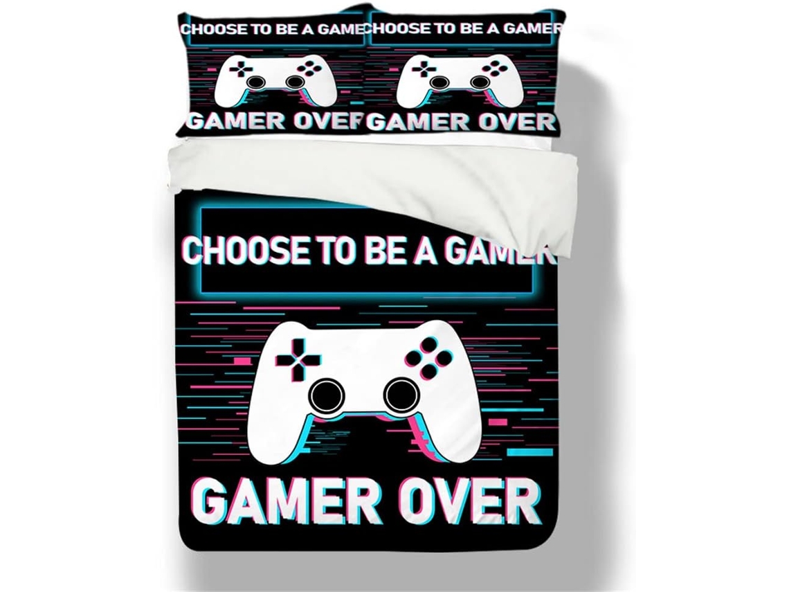 Capa de Edredom com Estampa Gamepad em MICROFIBRA 135x200cm MAISON EXCLUSIVE