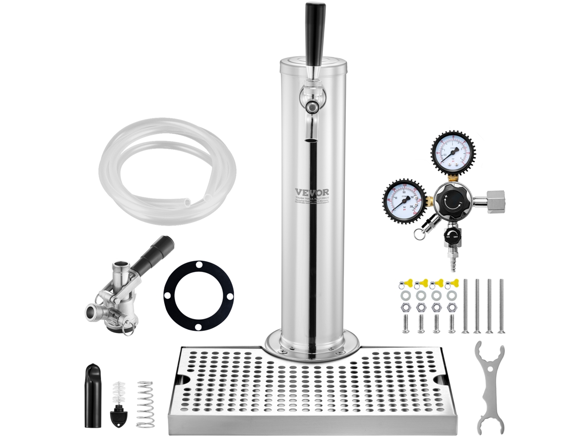 Kit de Torre Kegerator de Torneira Única VEVOR Torre de Cerveja Kegerator e Acoplador de Barril S-System