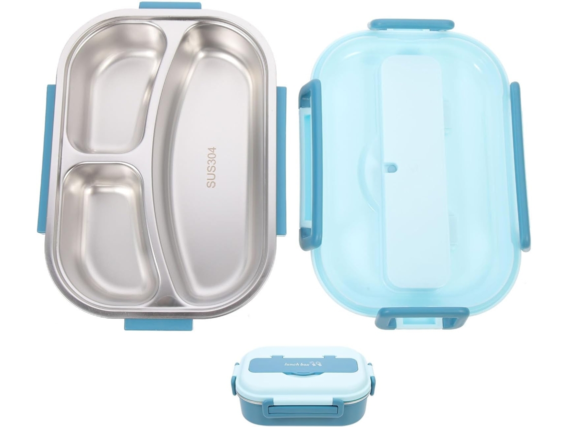 Marmita Bento Showeroro De 1000ml Em Aço Inoxidável Para Escritório, Com Compartimentos E Design À Prova De Vazamentos