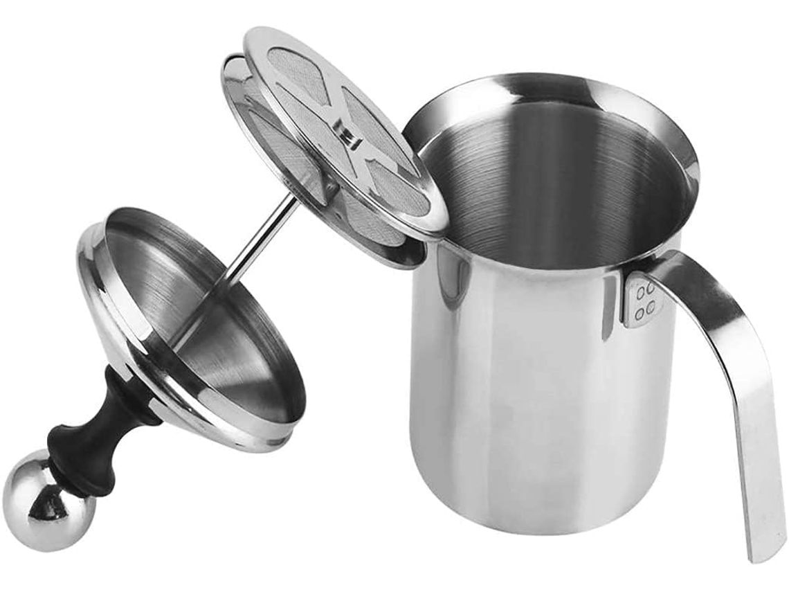 Espumador De Leite Manual - Jarra Aço Inoxidável Para Espumar Em Cappuccinos E Lattes (400ml)
