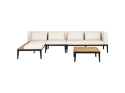 Conjunto De Sofá Y Mesa Beliani Bracciano De Madera De Acacia Certificada Beige 320x180x79