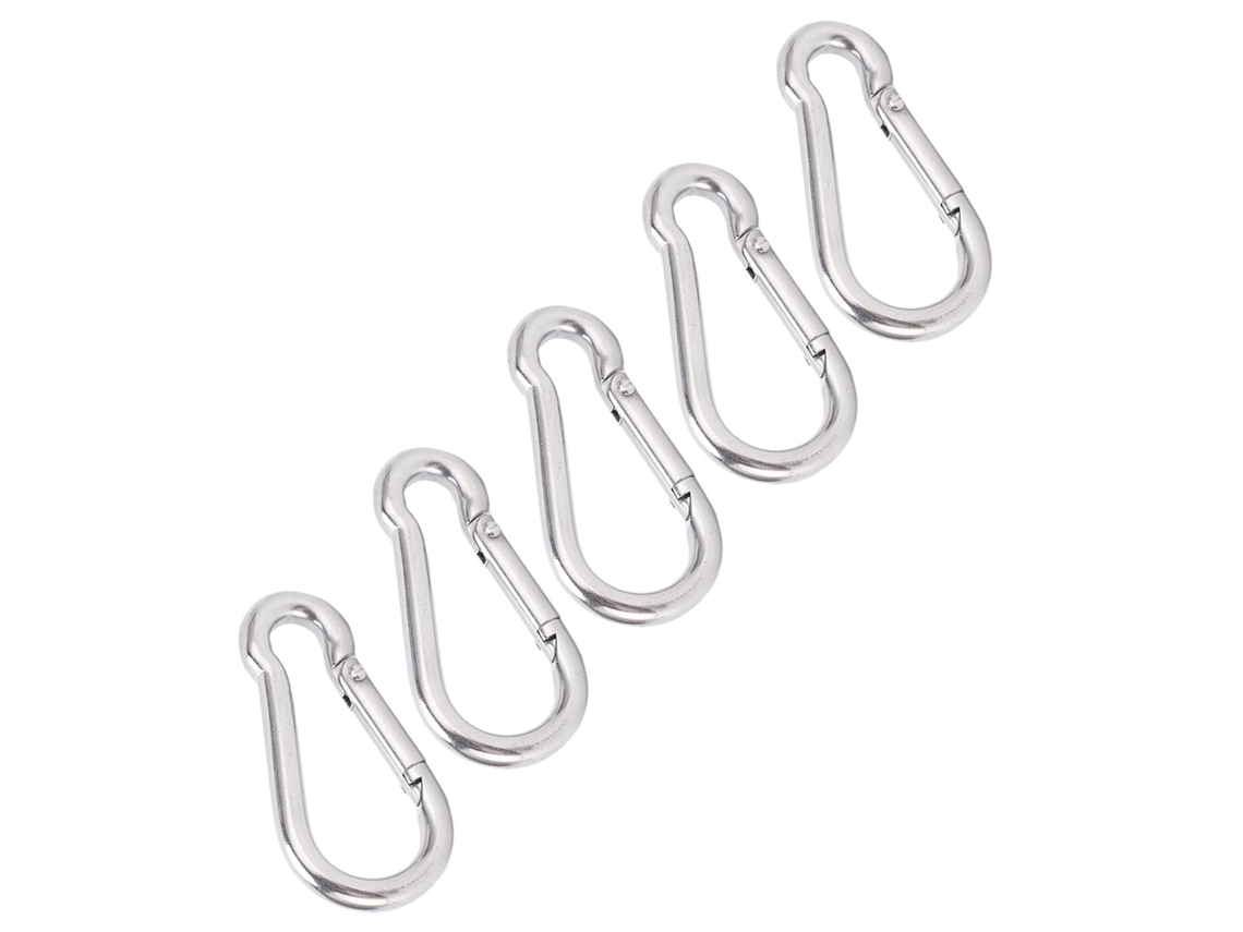 5pcs Mosquetão Aço Inox 60mm Camping Trekking