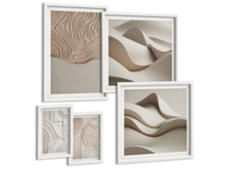 Conjunto De Pinturas Padrões Abstratos Beges Espelharte (5 Peças)