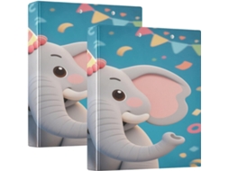 Caixa de massa com estampa de elefante comemorativa, azul, 3,8 cm, 1,5 polegadas, três argolas com sacos, embalagem com