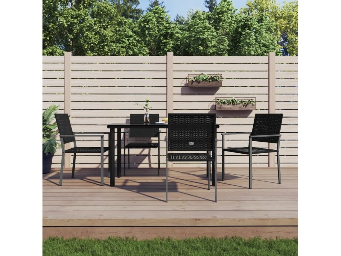 Conjunto 5 Pcs de Jantar P/ Jardim Vime Pe e Aço PANGSHIYUAN