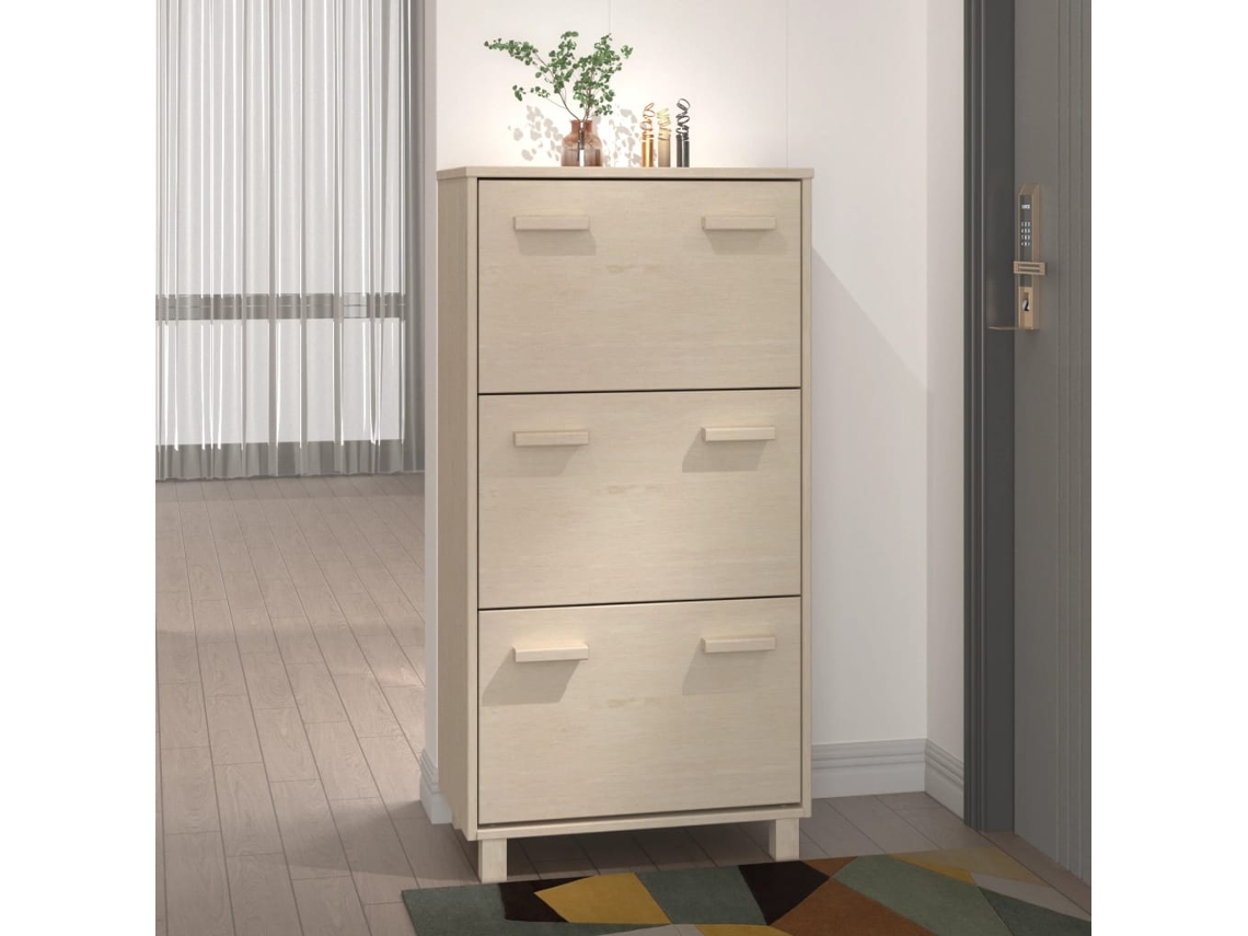 Sapateira | Armário De Sapatos Hamar 59,5x35x117 Cm Pinho Maciço Castanho Mel Lovely Home