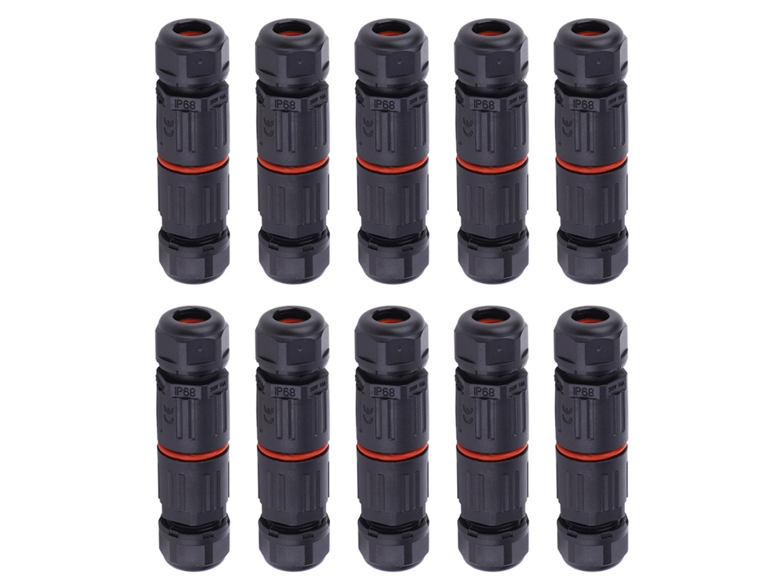 10pcs Conector Elétrico 3pin Ip68 À Prova D'água Para Cabos 0.5mm²~2.0mm² Plug Socket Externo