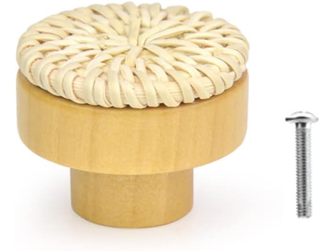 1 Puxador De Gaveta Para Móveis Em Rattan De Madeira Natural Youther E 1 Puxador De Gaveta Para Móveis.