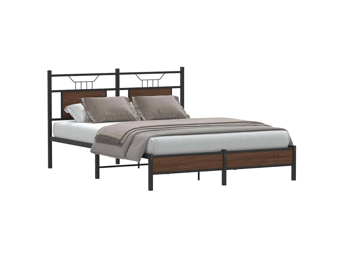 Vidaxl Estrutura De Cama S/ Colchão Deriv. Madeira Carvalho Castanho