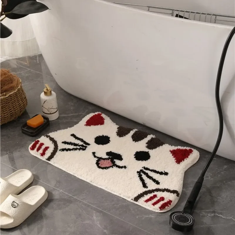 (estilo 1 40x70cm) Tapete De Banheiro Com Cabeça De Gato De Desenho Animado, Fofo, Macio E Confortável.