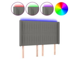 Cabeceira de Cama com Led Tecido Cinza Escuro MAISON EXCLUSIVE (147x16x118 cm)
