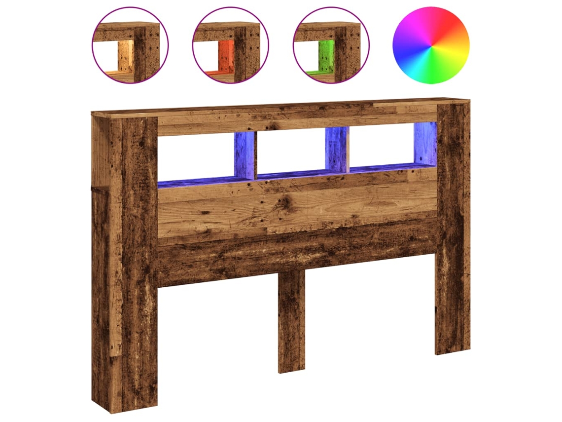 Cabeceira C/ Leds 160x18,5x103,5 cm Derivados de Madeira Madeira Velha MAISON EXCLUSIVE