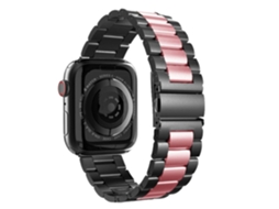 Bracelete Aço Ajustável para Apple Watch Series 3 38mm Preto e Rosa