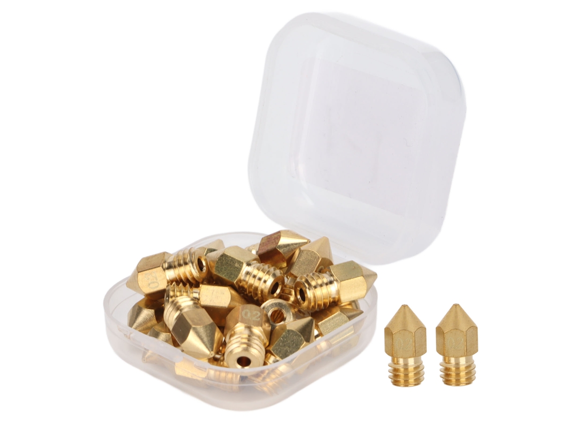 Kit De 20 Bicos Mk8 De 1.75mm Com Rosca M6 Polida Para Impressora 3d Com Caixa De Armazenamento 0.2mm