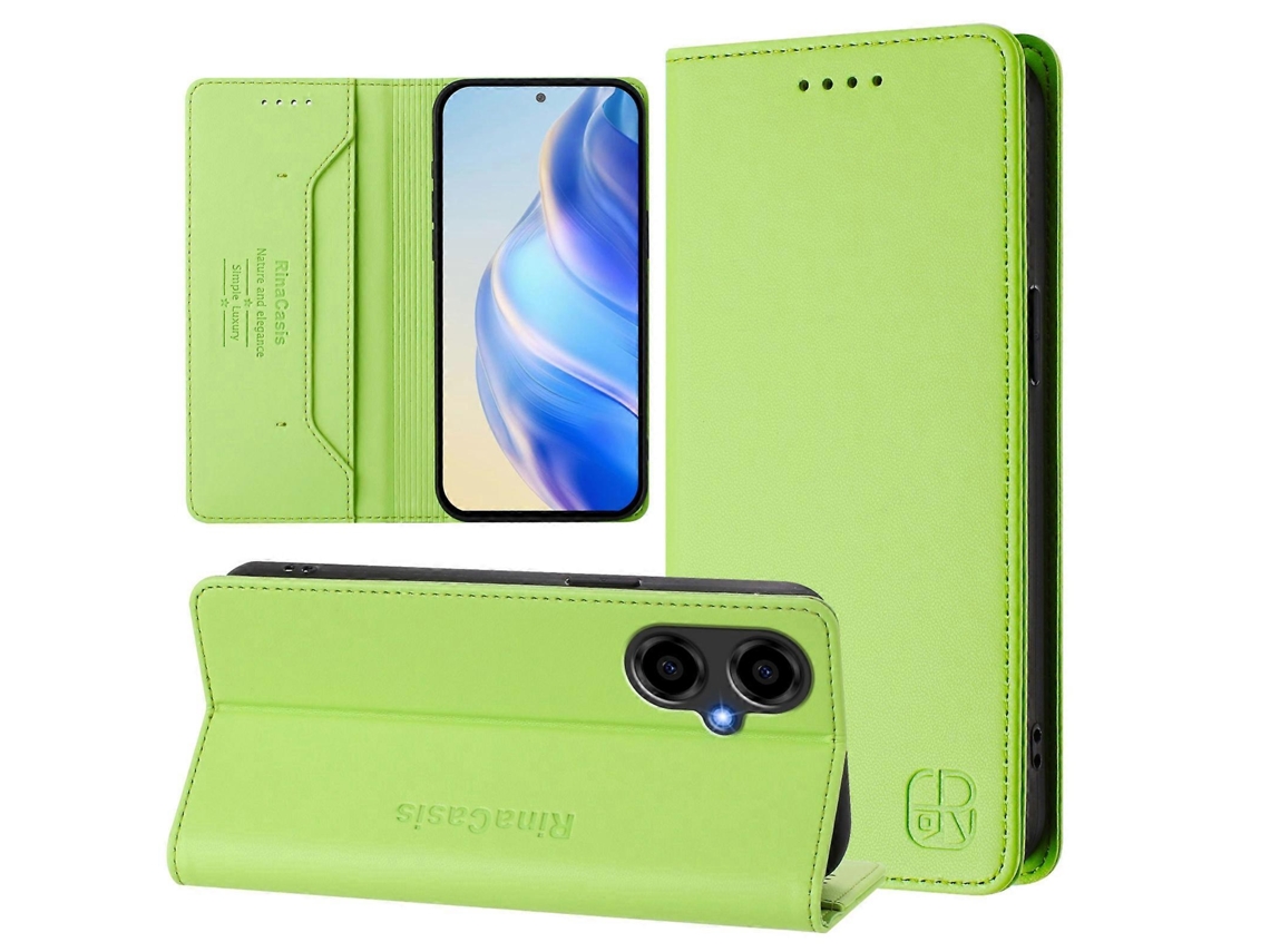 Capa De Couro Para Celular Rc01 Com Dupla Dobra Magnética E Rfid