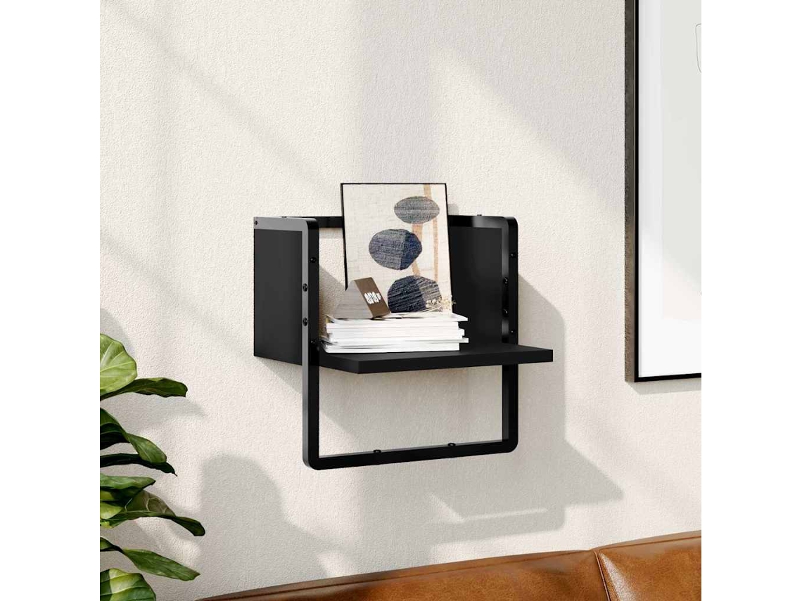 Vidaxl Prateleira De Parede Com Barra 30x25x30 Cm Preto