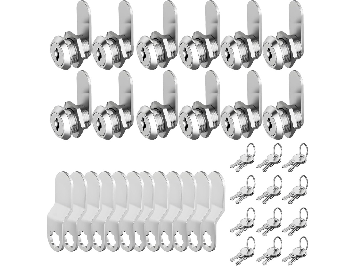 Conjunto De 12 Fechaduras Came 5/8 Polegadas, Com Chave Única, Em