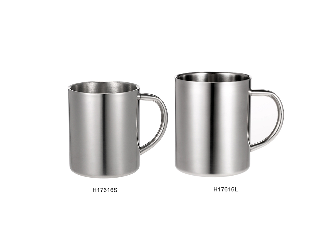 Copo de Aço Inoxidável Parede Dupla com Alça para Café Chá Cerveja Piqueniques 300/400ml
