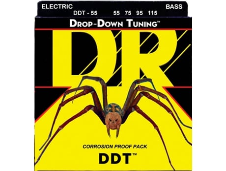 Jogo de Cordas Baixo Elétrico DR DDT-55 DROP DOWN TUNING (.055 - .075 - .095 - .0115 - Aço Inoxidável)