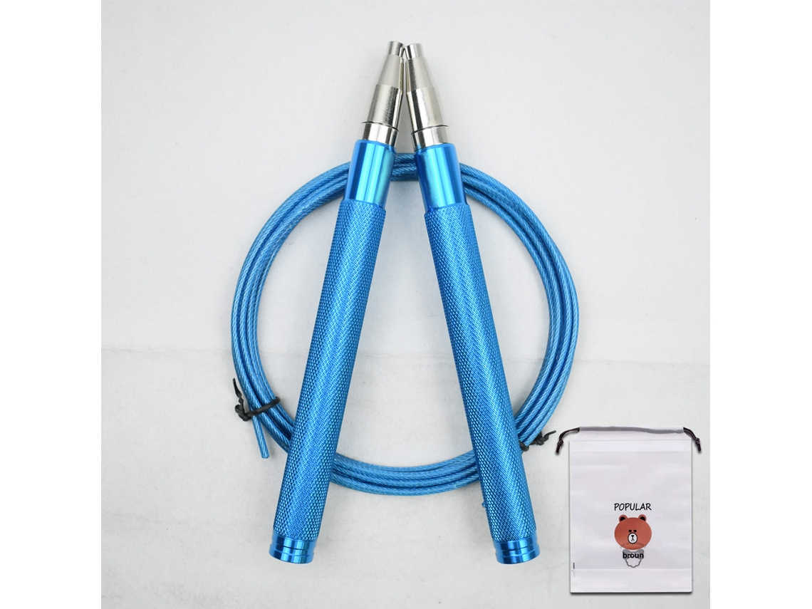 Corda de Pular com Travamento Automático Azul Metálico Corda Sobressalente Bolsa de Armazenamento Corda Resistente Ao Desgaste com 2,5 Mm de E