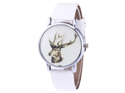 Relógio analógico de quartzo moderno para homens e mulheres com pulseira de couro PU (branco)