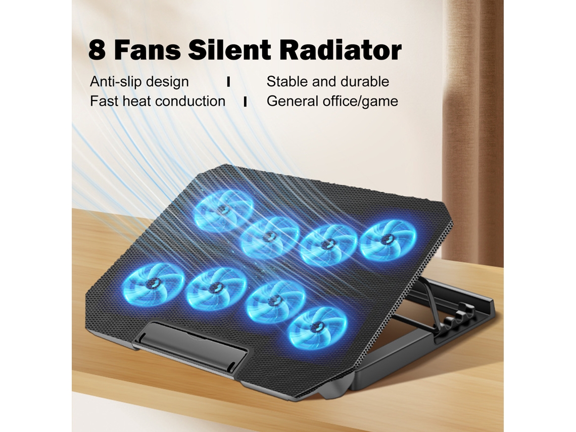 Raum-ventilador De Resfriamento Para Notebook De 10-15.6 Polegadas Com 4 Alturas Ajustáveis E Duas Portas Usb