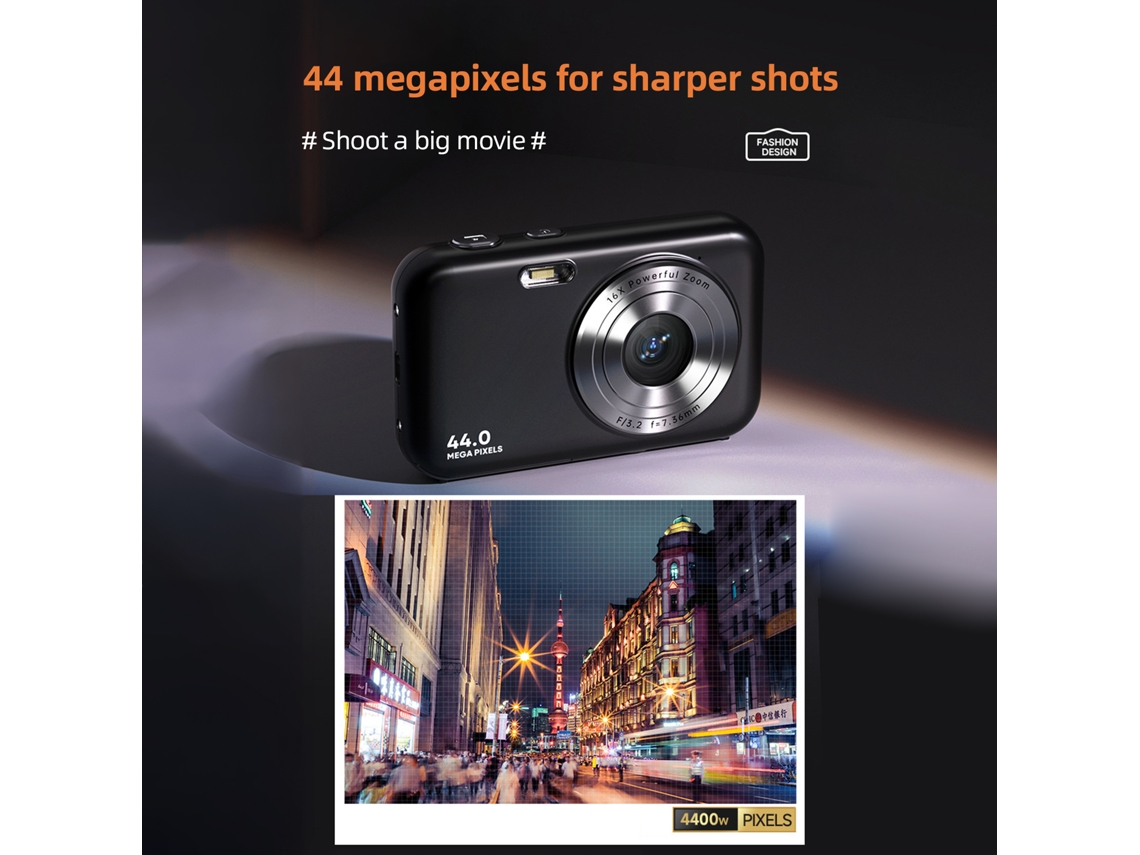Câmera Digital Portátil Laxiscreed Com Vídeo 1080p E Sensor De 44mp Para Fotos E Gravações De Alta Qualidade