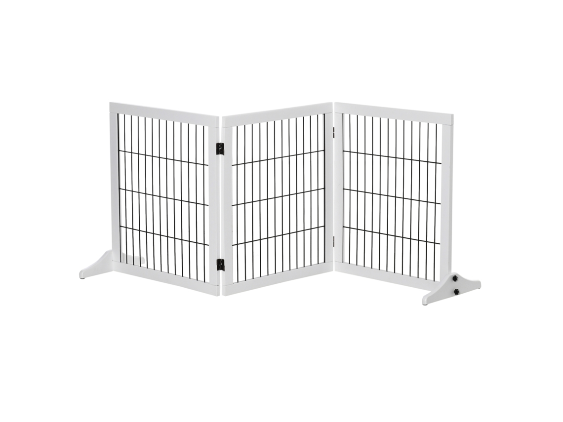 Barreira Protetora Independente 3 Painéis Madeira Branco 185x71cm Para Escadas, Vãos De Porta, Cozinha E Corredores