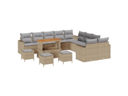 Conjunto 18 Sofá Modular Vidaxl Bege Vime Pe (296 X 289 X 85 Cm)