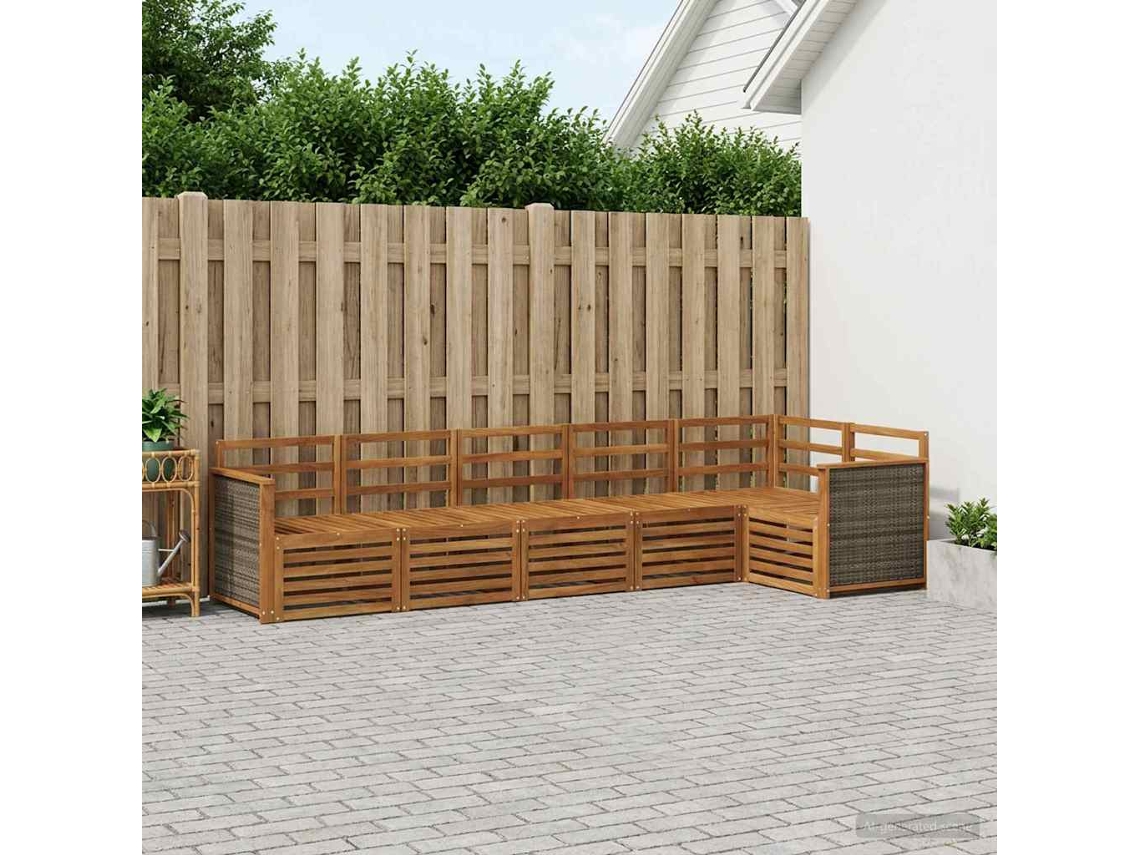 Vidaxl Conjunto De Sofá Sectional 5 Pcs Natural